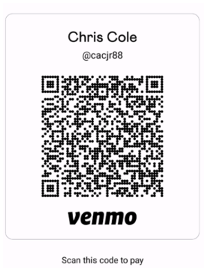 Venmo QR code for Chris Cole, at cacjr88