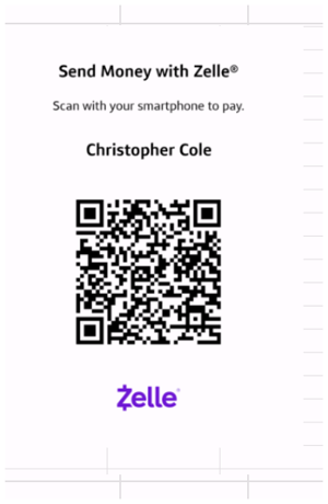 Zelle QR code for Christopher Cole